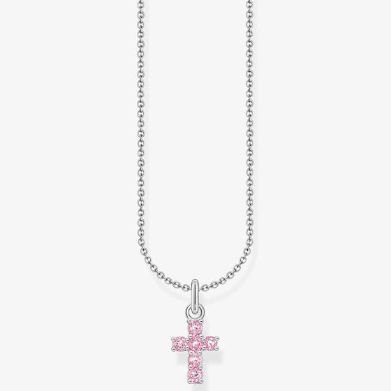 THOMAS SABO Pink Cubic Zirconia Cross Necklace KE2226-051-9-L45V