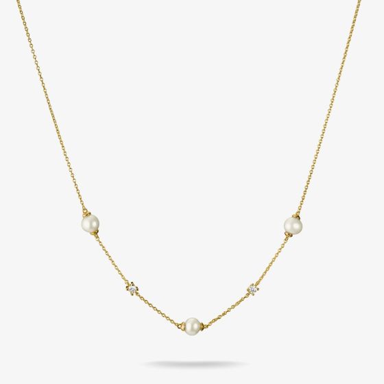 THOMAS SABO Classics 18ct Yellow Gold Plated Freshwater Pearls Necklace KE2120-M01-14-L45V