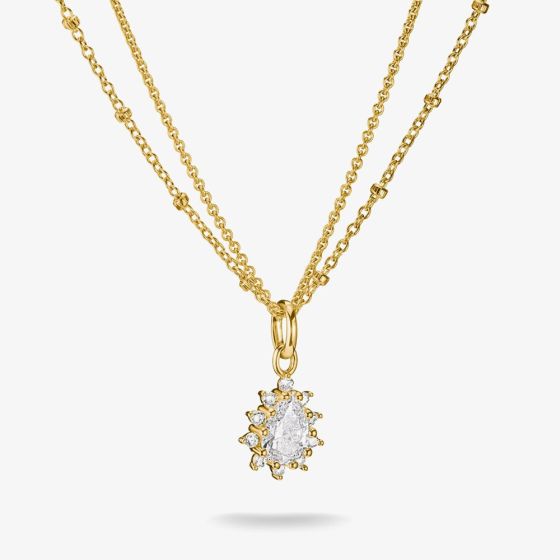THOMAS SABO Classics 18ct Yellow Gold Plated Cubic Zirconia Double Chain Pendant KE2294-M01-14-L45V