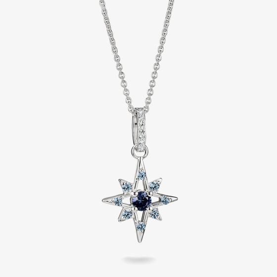 THOMAS SABO Sterling Silver & Blue Crystal Star Pendant KE2394-166-1-L50