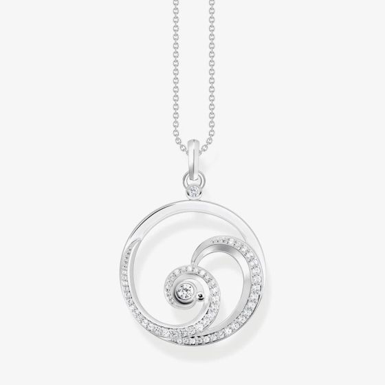 THOMAS SABO Ladies Silver Wave Pendant Necklace KE2143-051-14-L45V