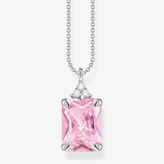 THOMAS SABO Silver & Pink Octagon Cut Cubic Zirconia Necklace KE2089-051-9-L45V