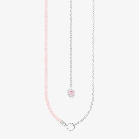 THOMAS SABO Silver Rose Quartz Bead Charm Necklace KE2190-067-9-45