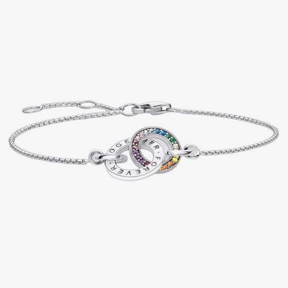 THOMAS SABO Together Sterling Silver Interlocking Rainbow Bracelet A1551-318-7-L19V