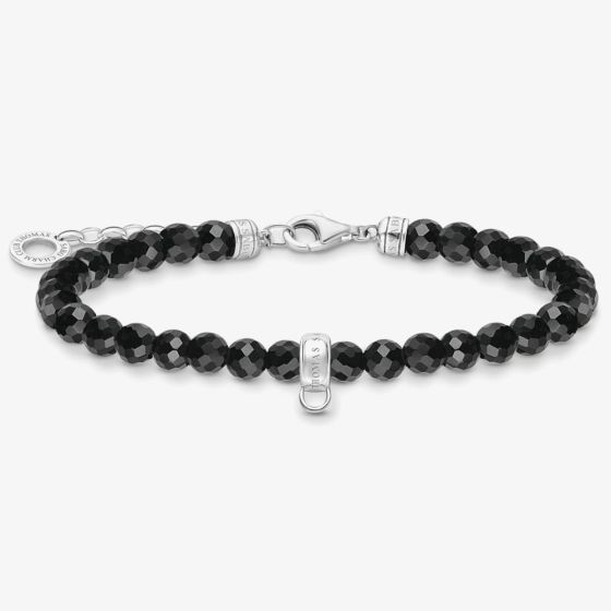 THOMAS SABO Silver & Black Onyx Beaded Charm Bracelet A2097-130-11-L19V
