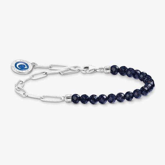 THOMAS SABO Charmista Coin Blue Imitation Sandstone Bead Bracelet A2129-007-32