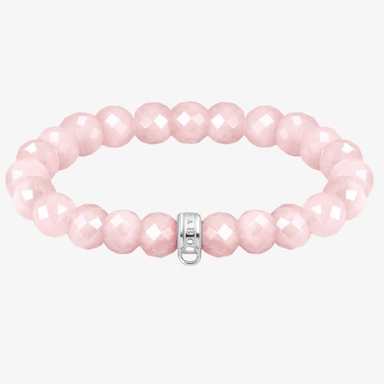 THOMAS SABO As We Love 17cm Rose Quartz Oval Bead Bracelet X0292-034-9-L17
