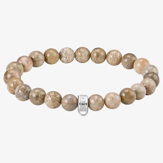 THOMAS SABO Ladies Silver Daisy Jasper Bead Bracelet X0293-014-16