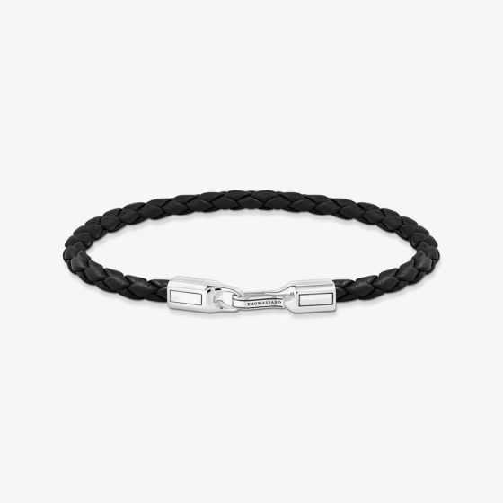 THOMAS SABO Black Braided Silver Clasp Leather Bracelet A2147-682-11