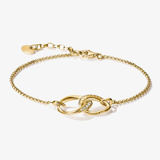 THOMAS SABO Together 18ct Yellow Gold Plated Cubic Zirconia Intertwined Bracelet A2233-M01-14