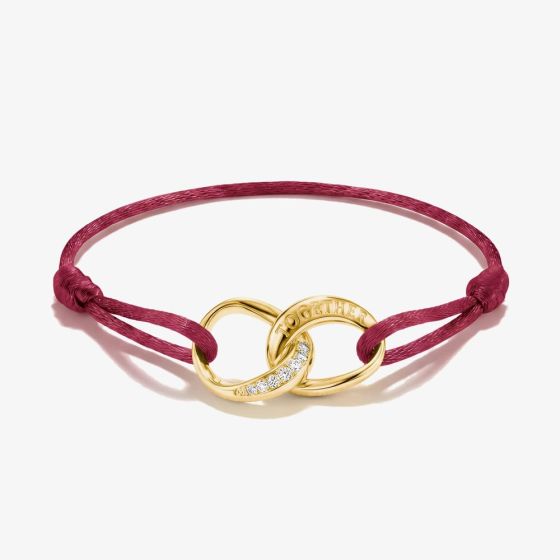 THOMAS SABO Together Red Textile Cubic Zirconia Intertwined Bracelet A2236-M03-10