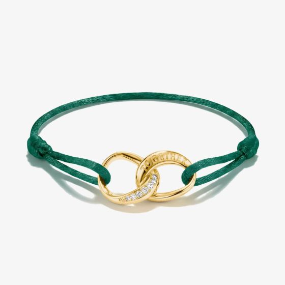 THOMAS SABO Together Green Textile Cubic Zirconia Intertwined Bracelet A2236-M03-6