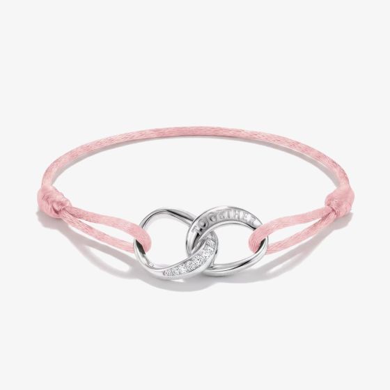 THOMAS SABO Together Pink Textile Cubic Zirconia Intertwined Bracelet A2236-051-9