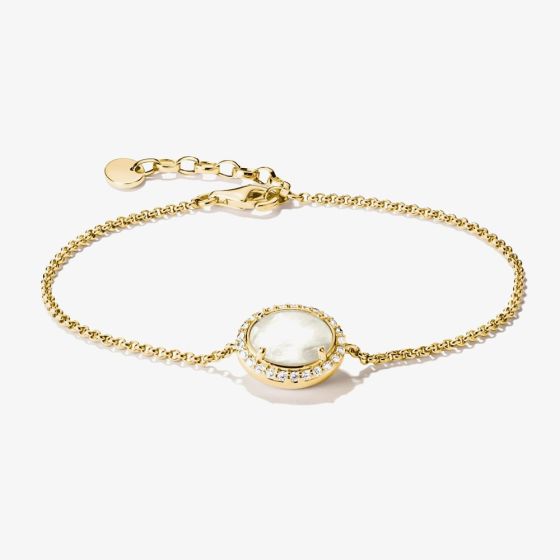 THOMAS SABO 18ct Yellow Gold Plated Mother of Pearl Halo Bracelet A2234-M01-14