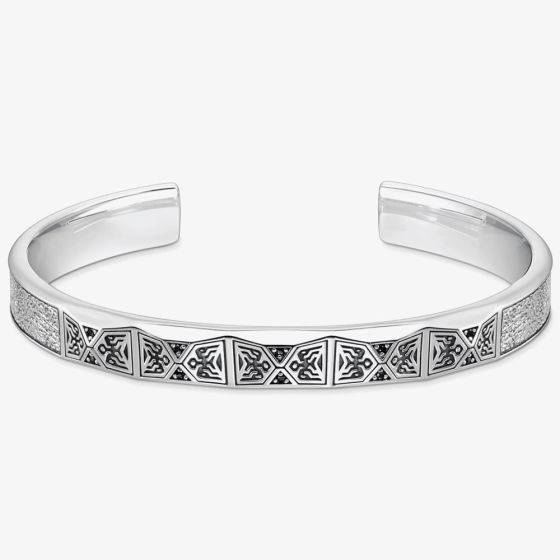 THOMAS SABO Rebel Silver Faceted & Black Cubic Zirconia Bangle AR113-643-11