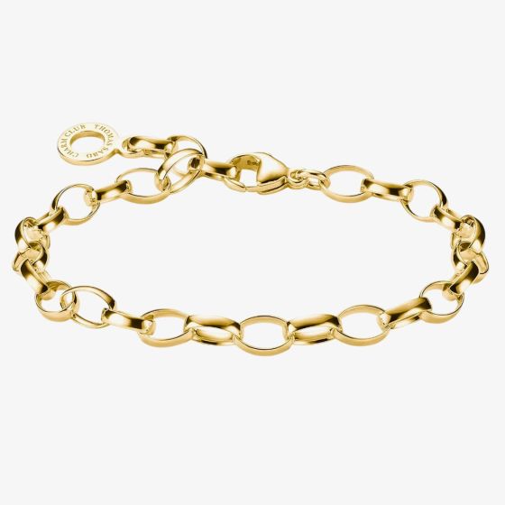 THOMAS SABO 18ct Gold Plated Oval Belcher Charm Bracelet X0031-413-39
