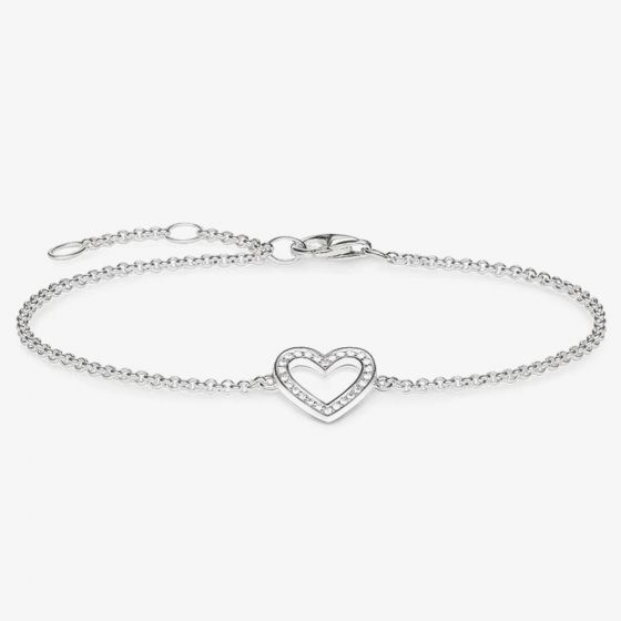 THOMAS SABO Sterling Silver Cubic Zirconia Openwork Heart Bracelet A1553-051-14-L19.5V