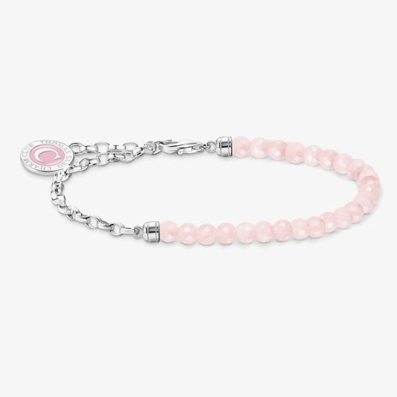THOMAS SABO Silver Rose Quartz Bead Charm Bracelet A2130-067-9