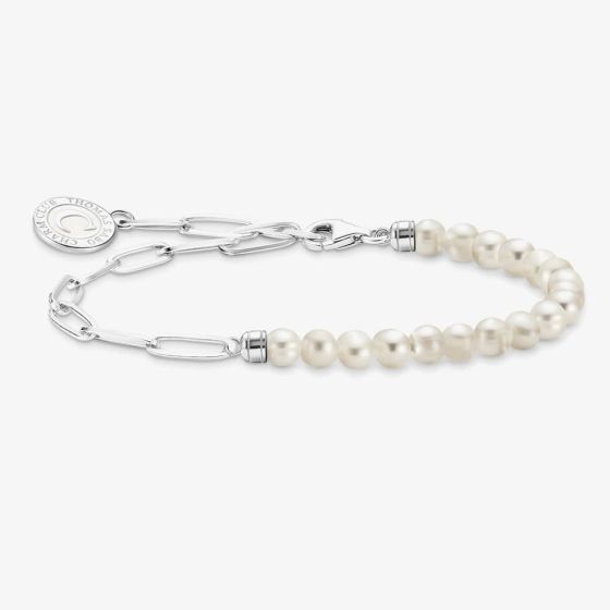 THOMAS SABO Silver Freshwater Pearl Bead Charm Bracelet A2129-158-14