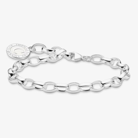 THOMAS SABO Silver White Cold Enamel Wide Link Charm Bracelet X0285-007-21