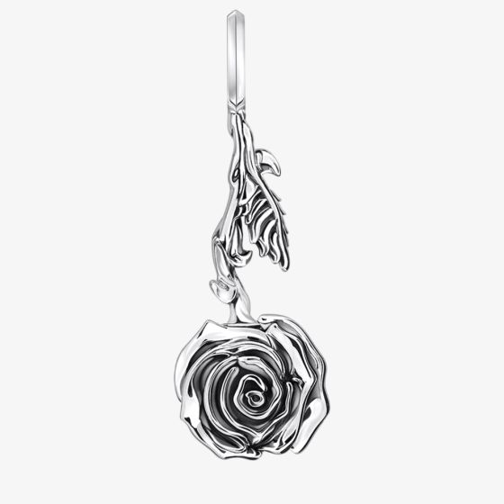 THOMAS SABO Midnight Rose Upside Down Rose & Leaf Pendant PE981-637-21