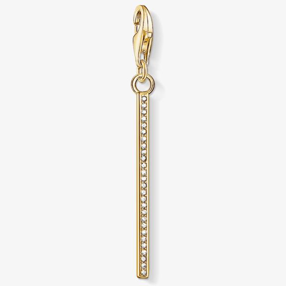 THOMAS SABO Gold Plated Clear Cubic Zirconia Vertical Bar Charm 1577-414-14