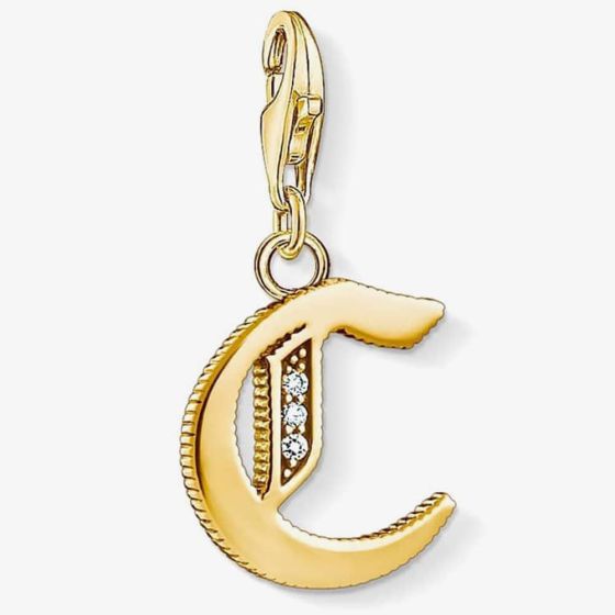 THOMAS SABO Gold Plated Cubic Zirconia C Charm 1609-414-39