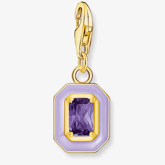 THOMAS SABO Gold Plated Violet Octagon Cold Enamel Charm 2034-565-13