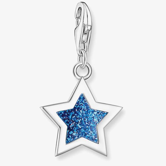 THOMAS SABO Silver Blue Enamel Glitter Star Charm 2055-007-32