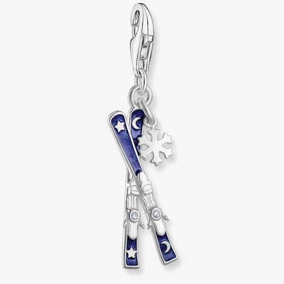 THOMAS SABO Silver Blue Enamel Pair Of Crossed Skis Charm 2059-041-32