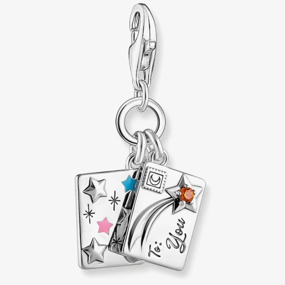 THOMAS SABO Silver Multi Enamel Chistmas Postcard Letter Charm 2061-691-7