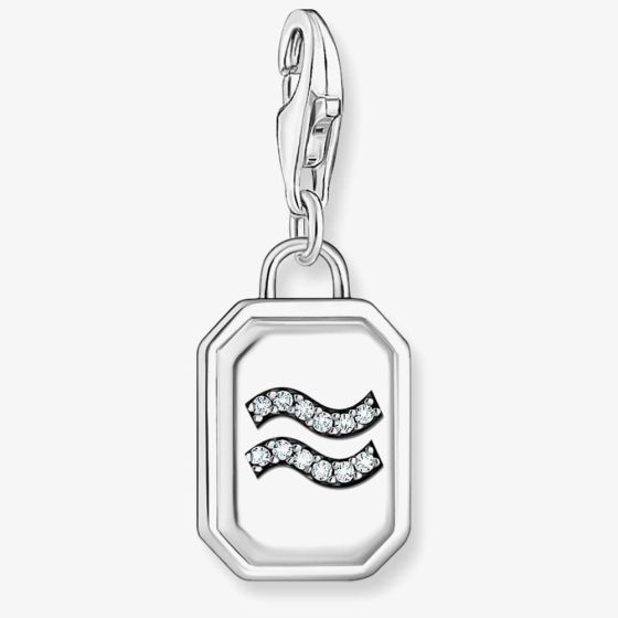 THOMAS SABO Silver Octagonal Cubic Zirconia Aquarius Charm 2143-643-21