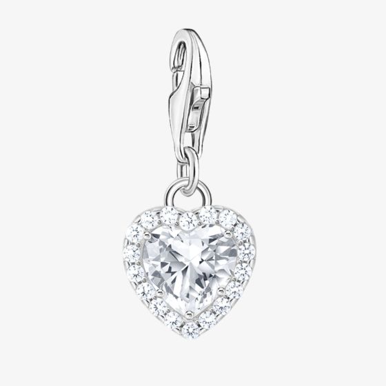 THOMAS SABO As We Love Silver Cubic Zirconia Heart Dropper Charm 2202-051-14
