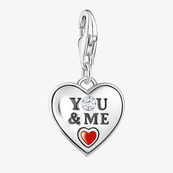 THOMAS SABO As We Love Silver Cubic Zirconia You & Me Heart Dropper Charm 2206-691-7