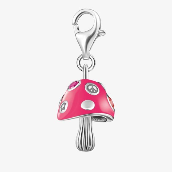 THOMAS SABO Ladies Silver Pink Enamel Multi Stone Mushroom Charm 2211-845-7