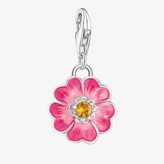 THOMAS SABO Ladies Silver Pink Enamel Flower Charm 2208-496-7