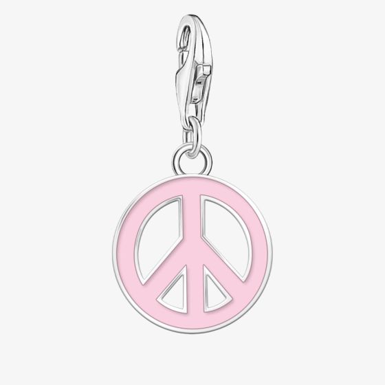 THOMAS SABO Ladies Silver Pink Enamel Peace Sign Charm 2207-007-9