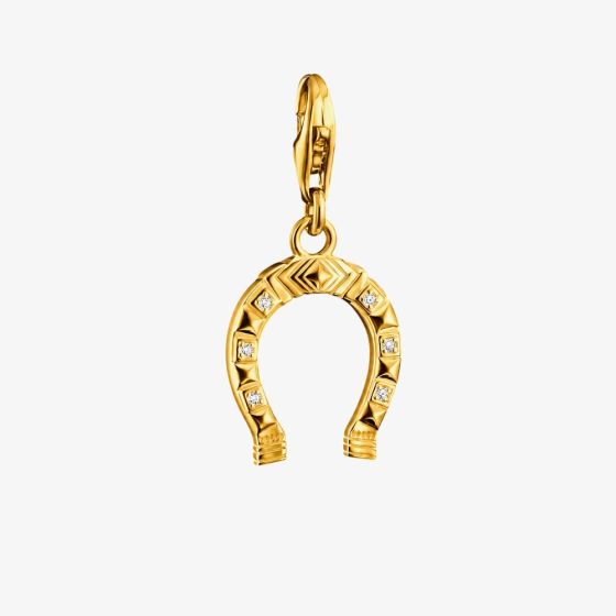 THOMAS SABO 18ct Yellow Gold Plated Cubic Zirconia Horseshoe Pendant Charm 2234-M01-14
