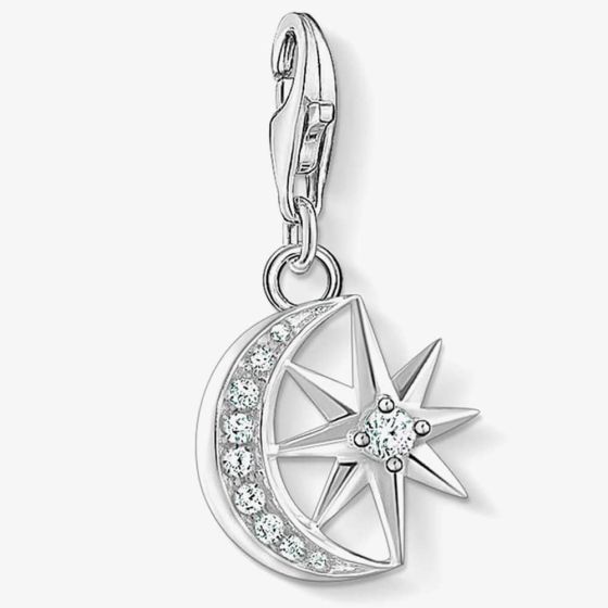THOMAS SABO Silver Clear Cubic Zirconia Star and Moon Charm 1794-051-14