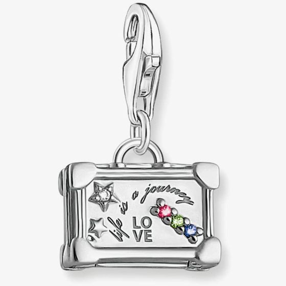 THOMAS SABO Silver & Multi-Stone Vintage Suitcase Charm 1936-318-7