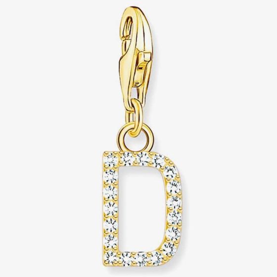 THOMAS SABO Gold Plated Cubic Zirconia Letter D Charm 1967-414-14