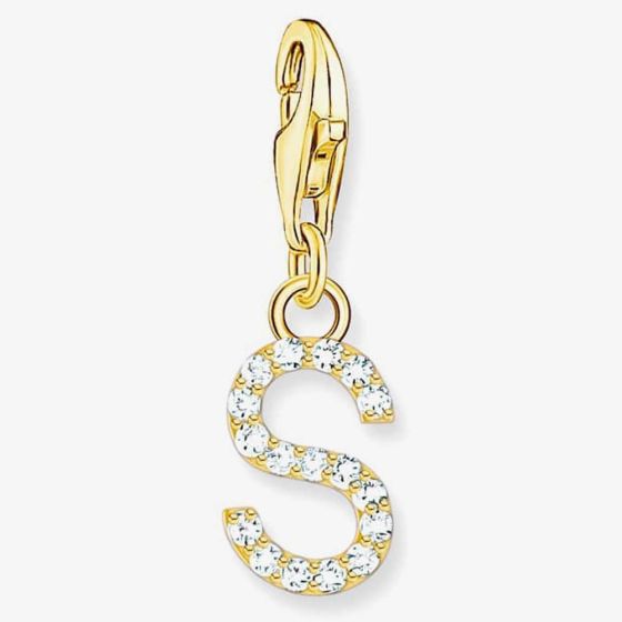 THOMAS SABO Gold Plated Cubic Zirconia Letter S Charm 1982-414-14