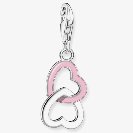 THOMAS SABO Silver Pink Interlocking Heart Charm 2013-007-9