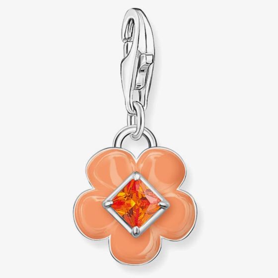 THOMAS SABO Silver Orange Cold Enamel & Cubic Zirconia Flower Charm 2029-041-8
