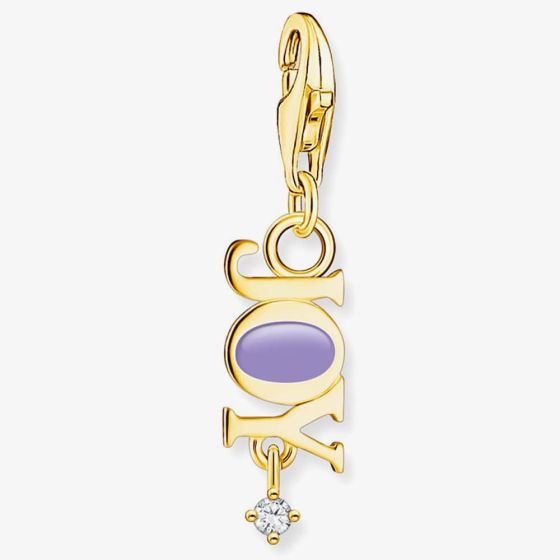 THOMAS SABO Gold Plated Purple Cold Enamel JOY Charm 2007-565-13