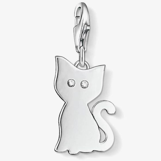 THOMAS SABO Sterling Silver White Cubic Zirconia Plain Cat Charm 1014-051-14
