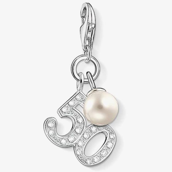 THOMAS SABO Silver Pavé Freshwater Pearl 50 Charm 1241-167-14 50