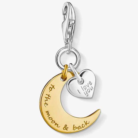 THOMAS SABO Silver Gold Plated Moon Heart Charm 1443-413-39
