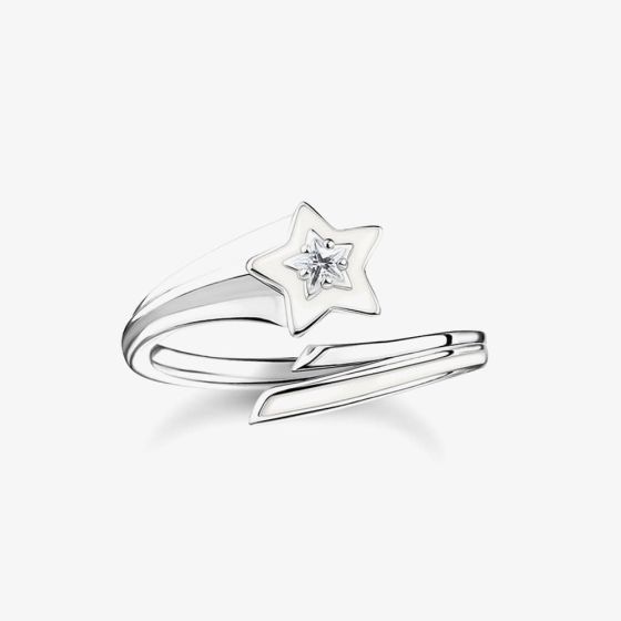 THOMAS SABO Silver Shooting Star White Enamel Ring TR2443-041-14