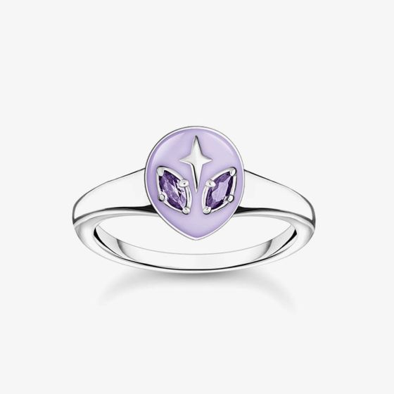 THOMAS SABO Silver Purple Enamel Alien Ring TR2444-041-13